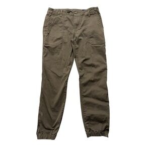 Vince Mens Jogger Pants 30x26 Dark Willow Green Tapered Ankle Zip USA